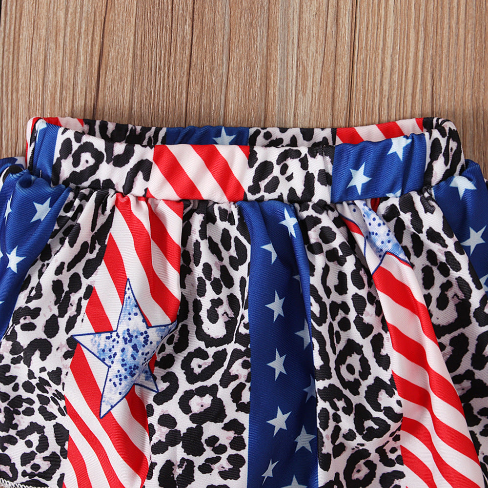 Wholesale Kids Independence Day Swimsuit Ruffled Tankini Swimsuit